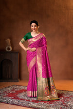 Pink Silk Woven Paithani Saree With Weaving Zari Work