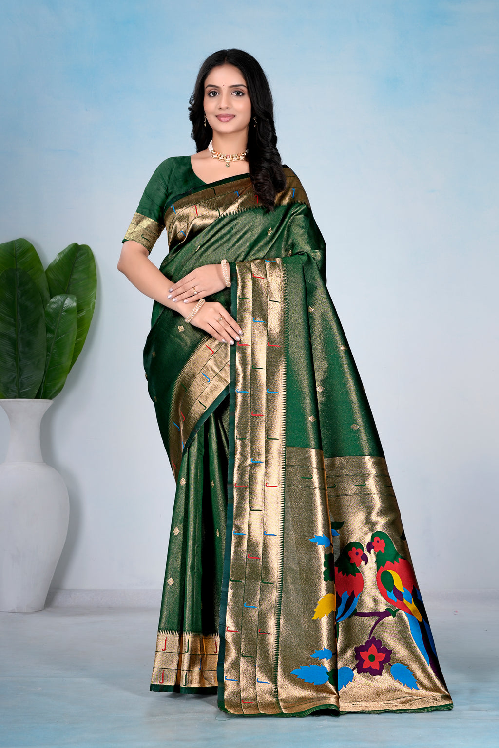 Green Silk Woven Paithani Saree With Weaving Zari Work