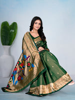 Green Silk Woven Paithani Saree With Weaving Zari Work