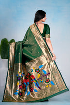 Green Silk Woven Paithani Saree With Weaving Zari Work