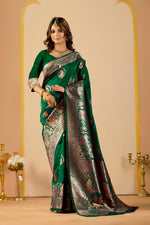 Green Silk Woven Kanjivarm Saree With Zari Work