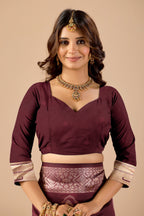 Maroon Silk Woven Kanjivarm Saree With Zari Work