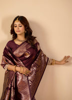 Maroon Silk Woven Kanjivarm Saree With Zari Work