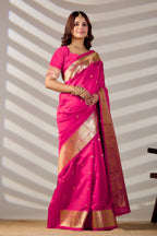 PINK Silk Woven Paithani Saree With Weaving Zari Work