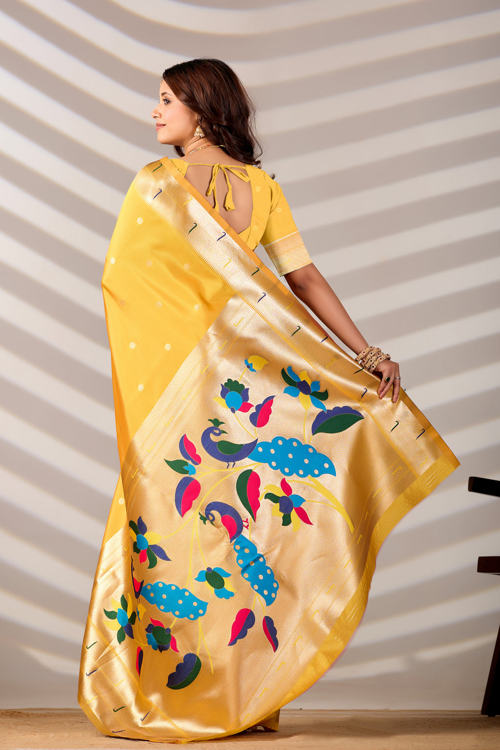 Yellow Silk Woven Paithani Saree With Weaving Zari Work