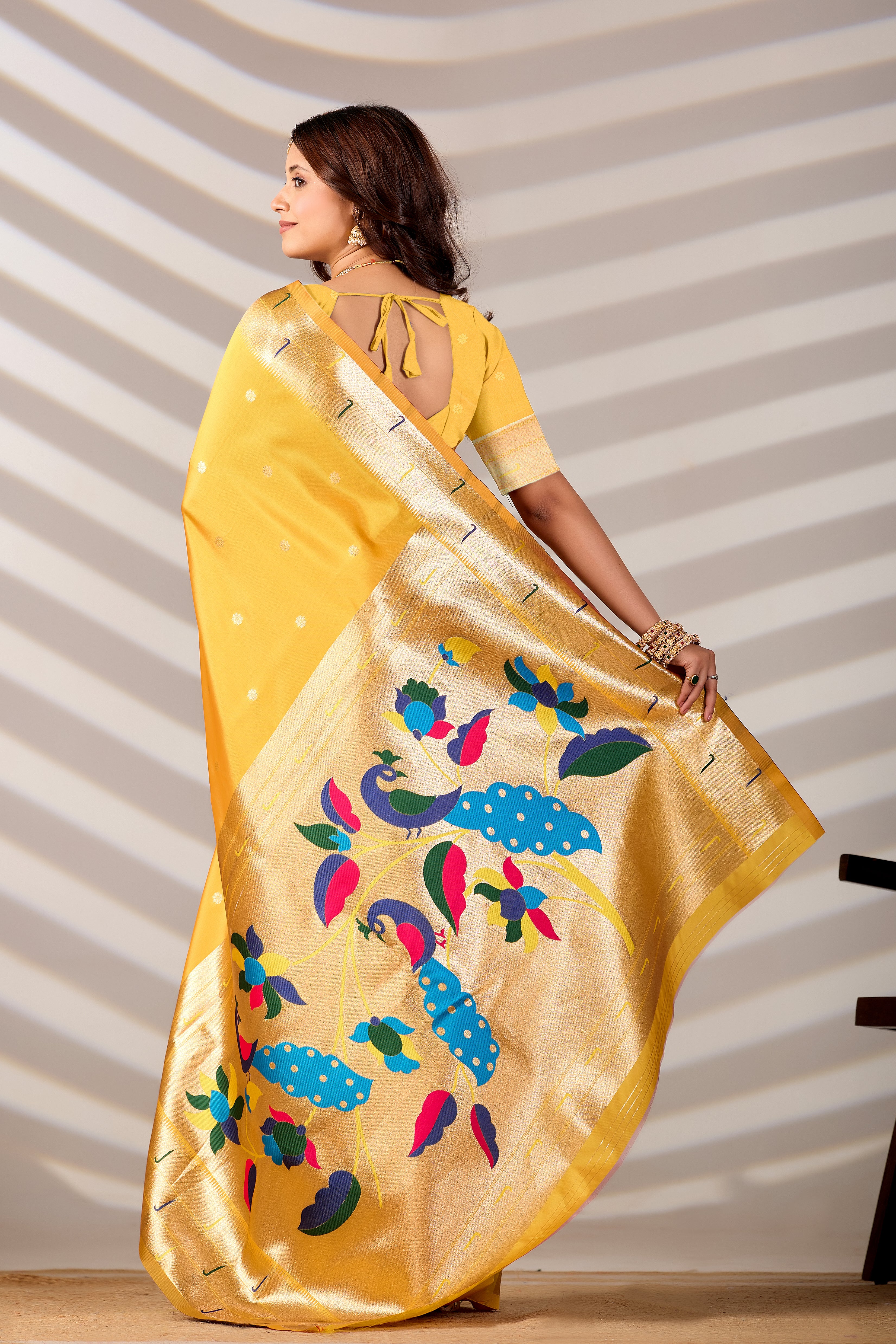 Yellow Silk Woven Paithani Saree With Weaving Zari Work
