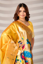 Yellow Silk Woven Paithani Saree With Weaving Zari Work