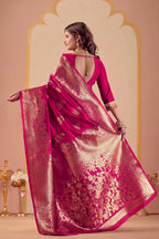 Pink Silk Woven Banarasi Saree With Zari Work